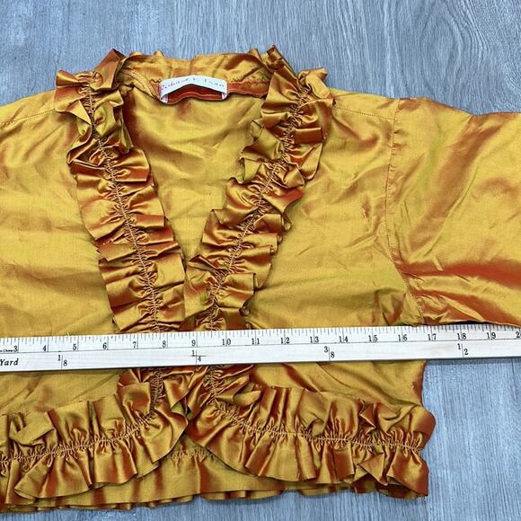 Richard K Tsao Womens Size ? Hand Woven Thai Silk Gold Belaro Ruffle Jacket - Picture 12 of 14